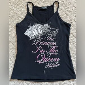 💎 HUSTLER | Y2K 00s Racerback Graphic Queen Tank